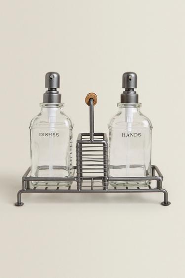 DOUBLE KITCHEN DISPENSER WITH STAND - Steel by Zara