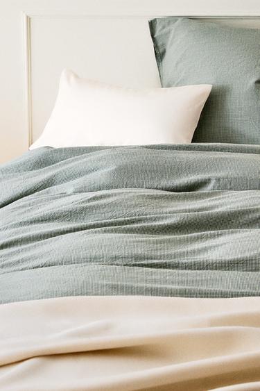 CHILDREN'S GINGHAM DUVET COVER - Green by Zara
