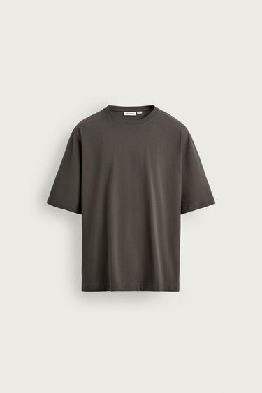 HEAVYWEIGHT BOXY FIT T-SHIRT - Taupe grey by Zara