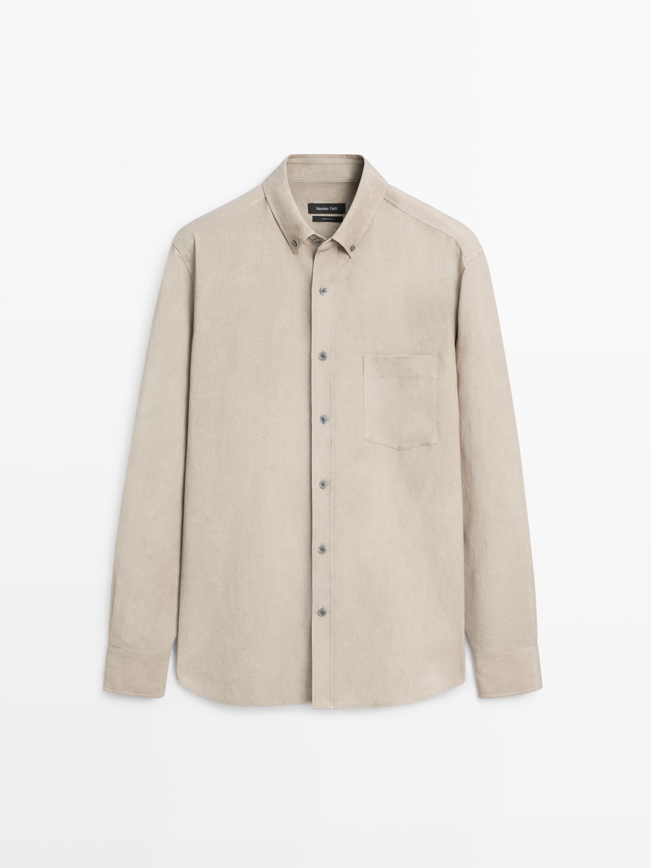 Flowing shirt with pocket — Beige