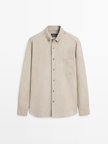 Zara Flowing shirt with pocket - Beige - Image 0