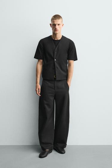 PANTALON COUPE DÉCONTRACTÉE BAS AJUSTABLE - Noir de Zara