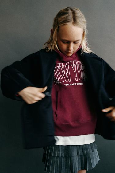 CONTRAST HOODIE - Burgundy by Zara