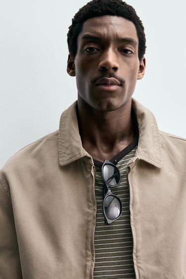 REGULAR FIT WASHED COTTON JACKET - Sand by Zara