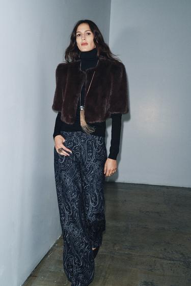 ZW COLLECTION LIMITED EDITION FAUX FUR JACKET - Brown by Zara
