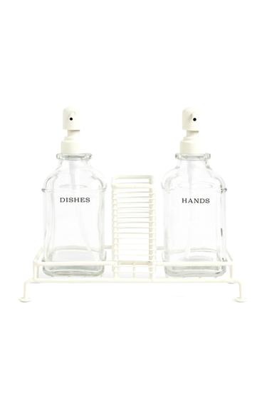 Zara DOUBLE KITCHEN DISPENSER WITH STAND - Cream