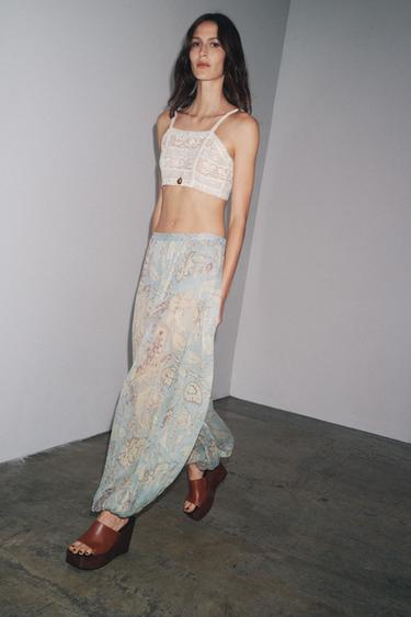 ZW COLLECTION FLORAL PUFF TROUSERS - Printed by Zara - Image 1