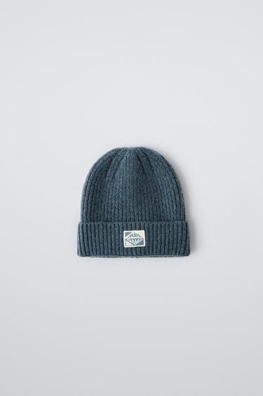 GORRO PUNTO ETIQUETA - Azul de Zara