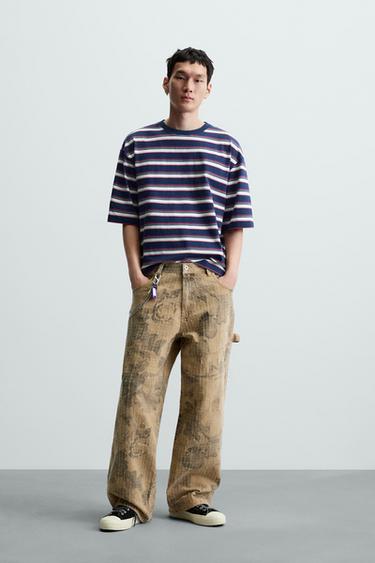 Zara STRIPED T-SHIRT - Blue / Black - Image 0