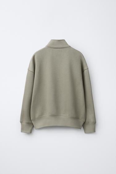 BASIC LABEL SWEATSHIRT - Olive green by Zara - Image 1