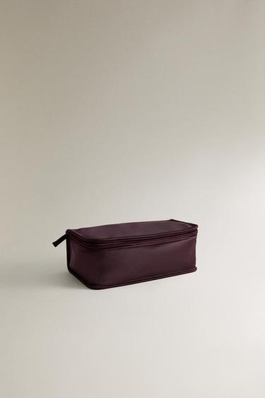 SATEEN OBJECT HOLDER MAKEUP BAG — Burgundy Red 2