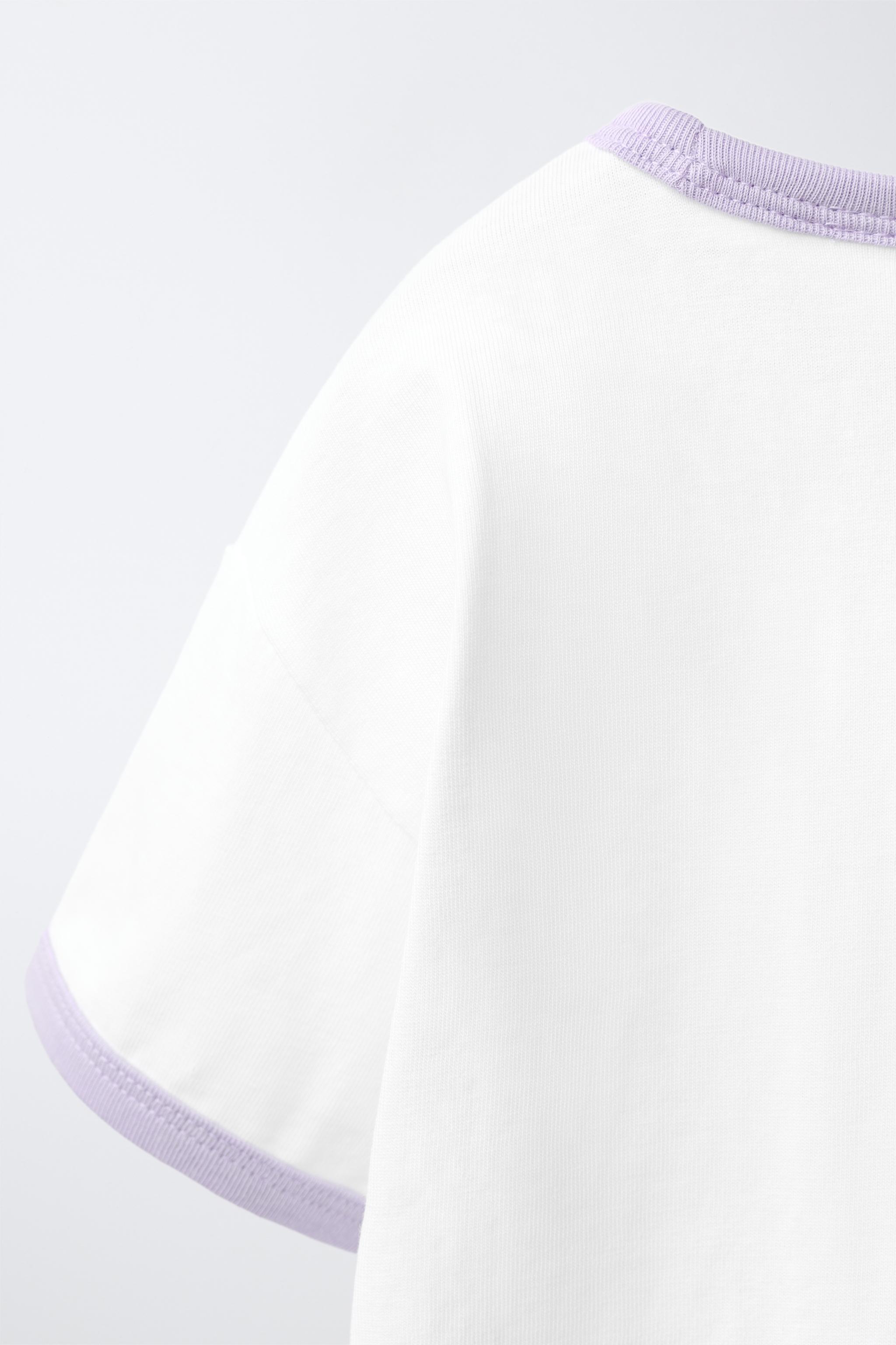 Детские футболки Zara EMBROIDERED CONTRAST T-SHIRT — фото 4