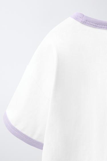 T-SHIRT BRODÉ EN CONTRASTE - Mauve clair de Zara - Image 3