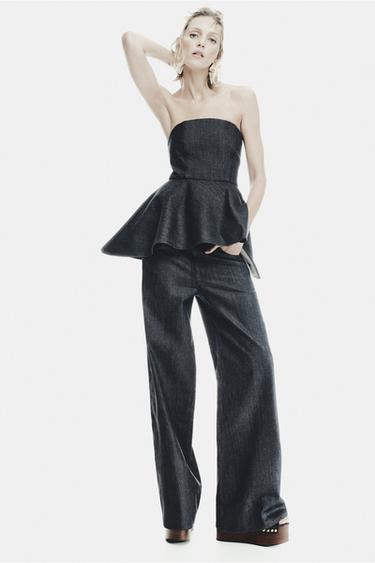 ZW COLLECTION WIDE-LEG LOW-RISE JEANS - Blue by Zara