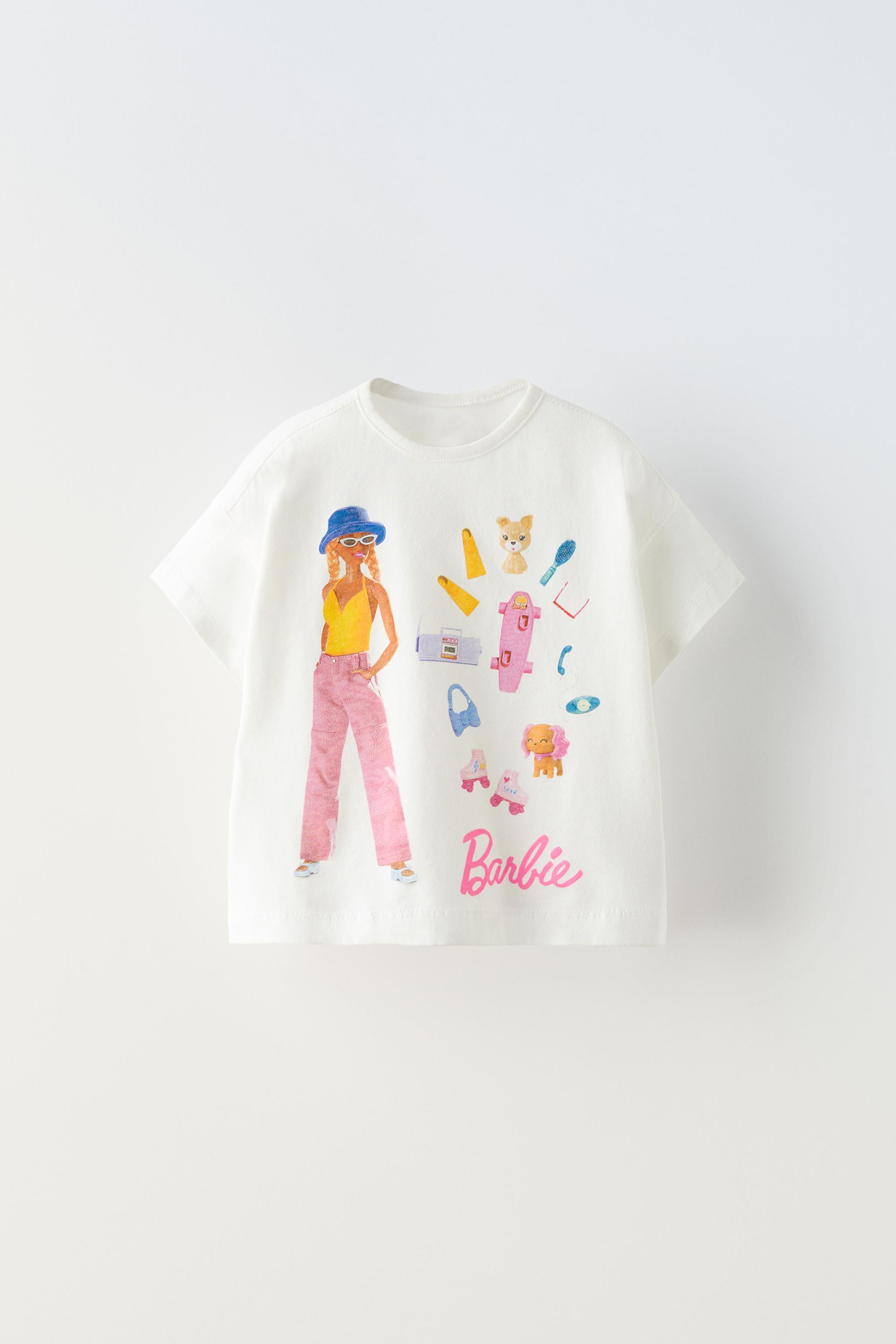 BARBIE MATTEL GLITTER T SHIRT Oyster white ZARA Canada