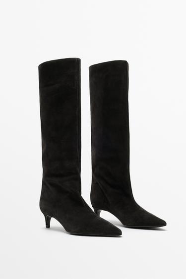 Soft leather kitten heel boot — Brown 2