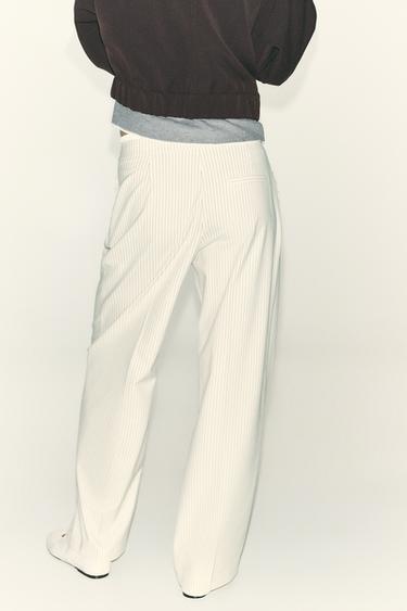 WIDE-LEG TROUSERS WITH DOUBLE WAISTBAND - striped by Zara - Image 6