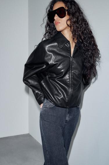 LEATHER EFFECT BOMBER JACKET - Black by Zara - Image 0