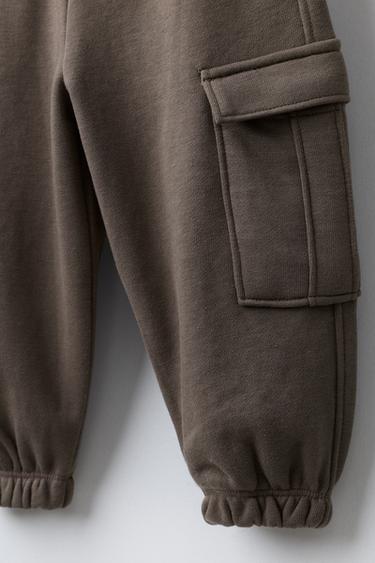 FLEECE CARGO JOGGERS - Brown / Taupe by Zara - Image 3