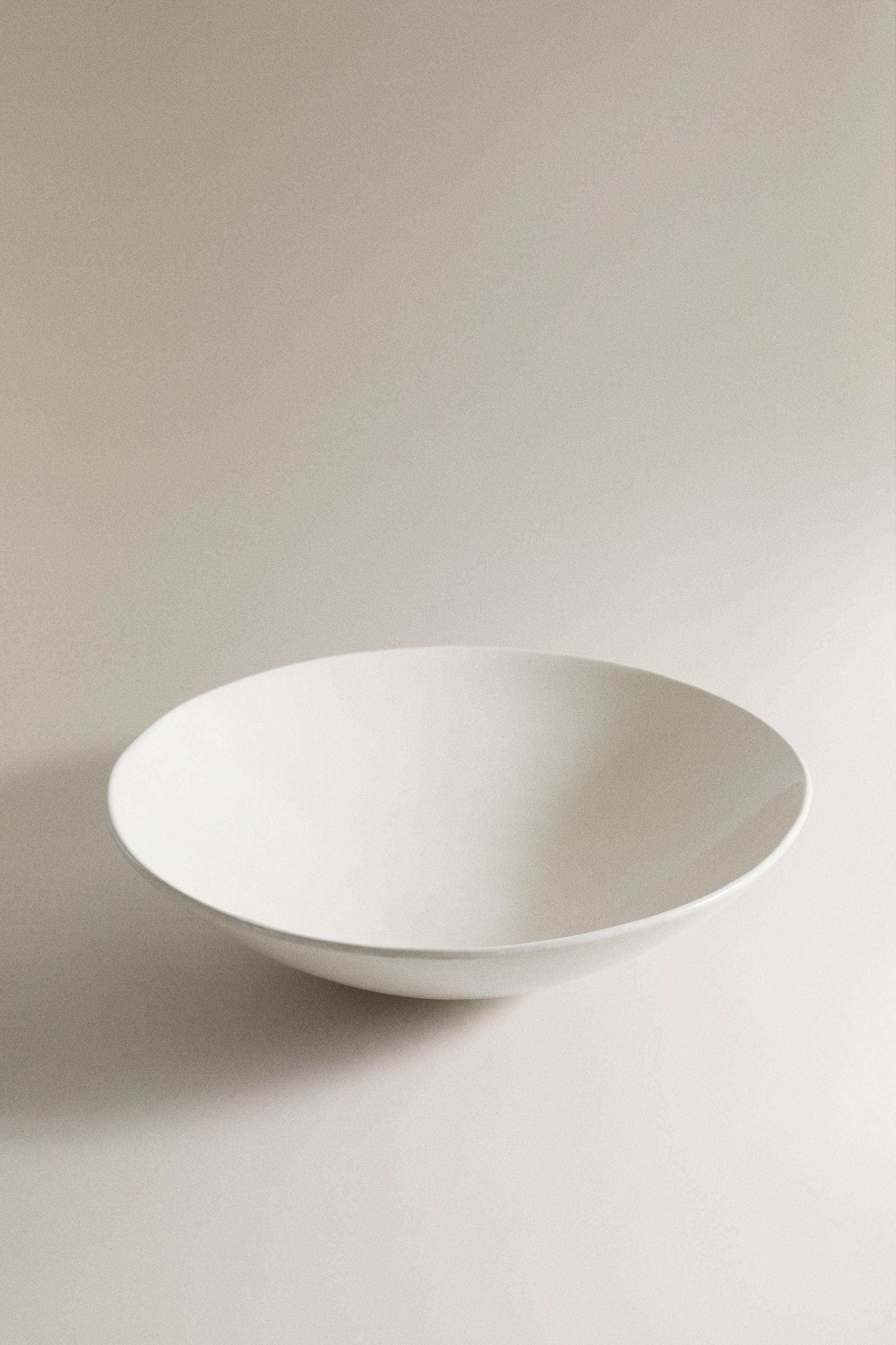 PLAIN STONEWARE SERVING DISH — Cream