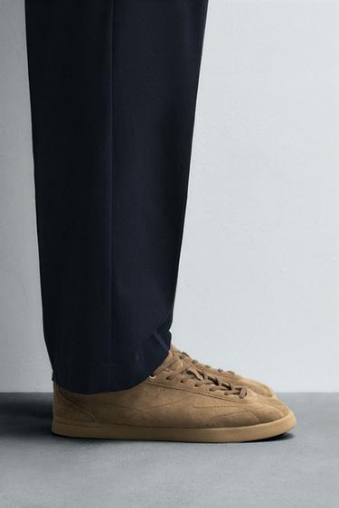 LEATHER TRAINERS - Brown by Zara - Image 1