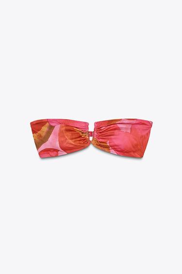 BEDRUCKTES BANDEAU-BIKINIOBERTEIL - Rosa von Zara