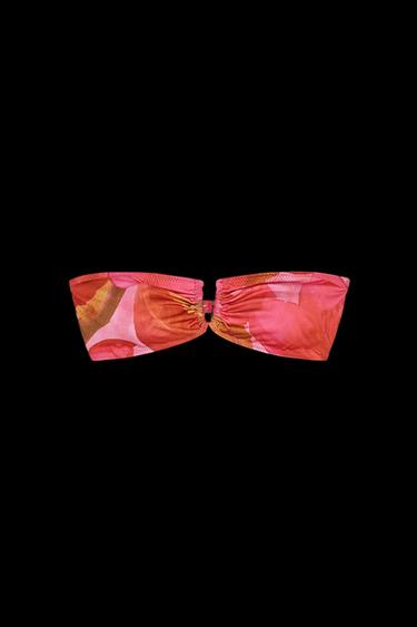 TOP BIKINI BANDEAU ESTAMPADO - Rosa de Zara - Imagen 0