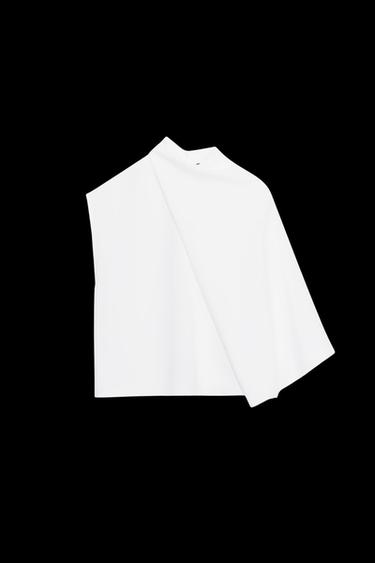 ASYMMETRIC CREPE CAPE TOP - Oyster-white by Zara - Image 0