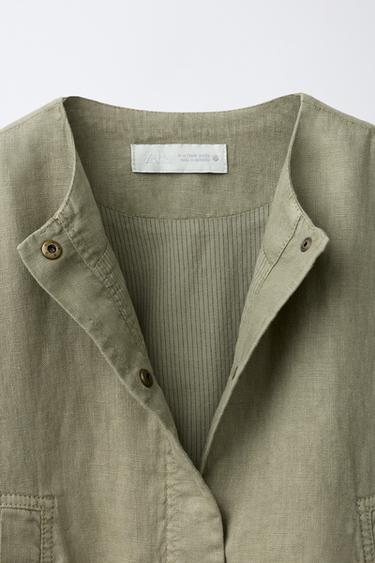 BLOUSON 100 % LIN - Kaki de Zara - Image 2