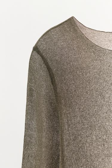 T-SHIRT À FIL MÉTALLISÉ - Doré de Zara - Image 4