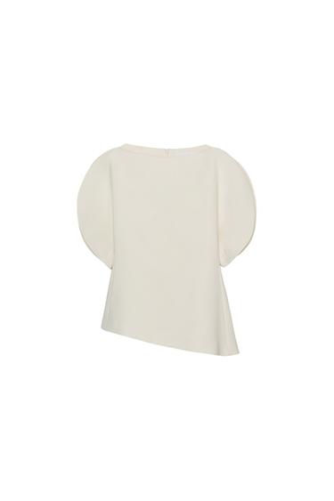 PUFF SLEEVE TOP ZW COLLECTION - Mid-ecru by Zara