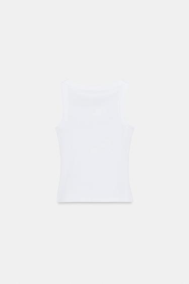 COTTON SLEEVELESS TOP - White by Zara - Image 3
