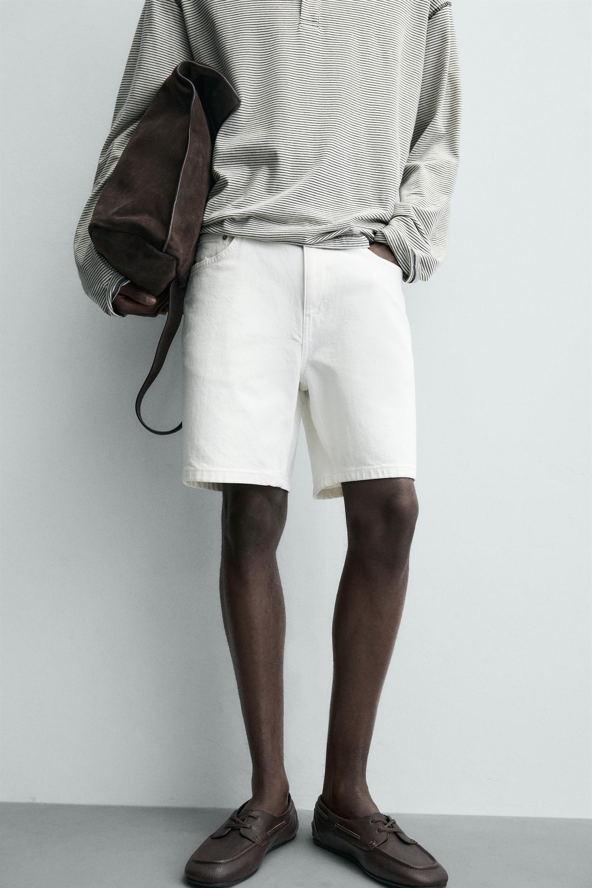 レギュラーフィットデニムバミューダパンツ - ホワイト | ZARA Japan