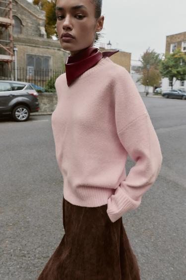 SOFT PLAIN KNIT JUMPER - Light pink by Zara