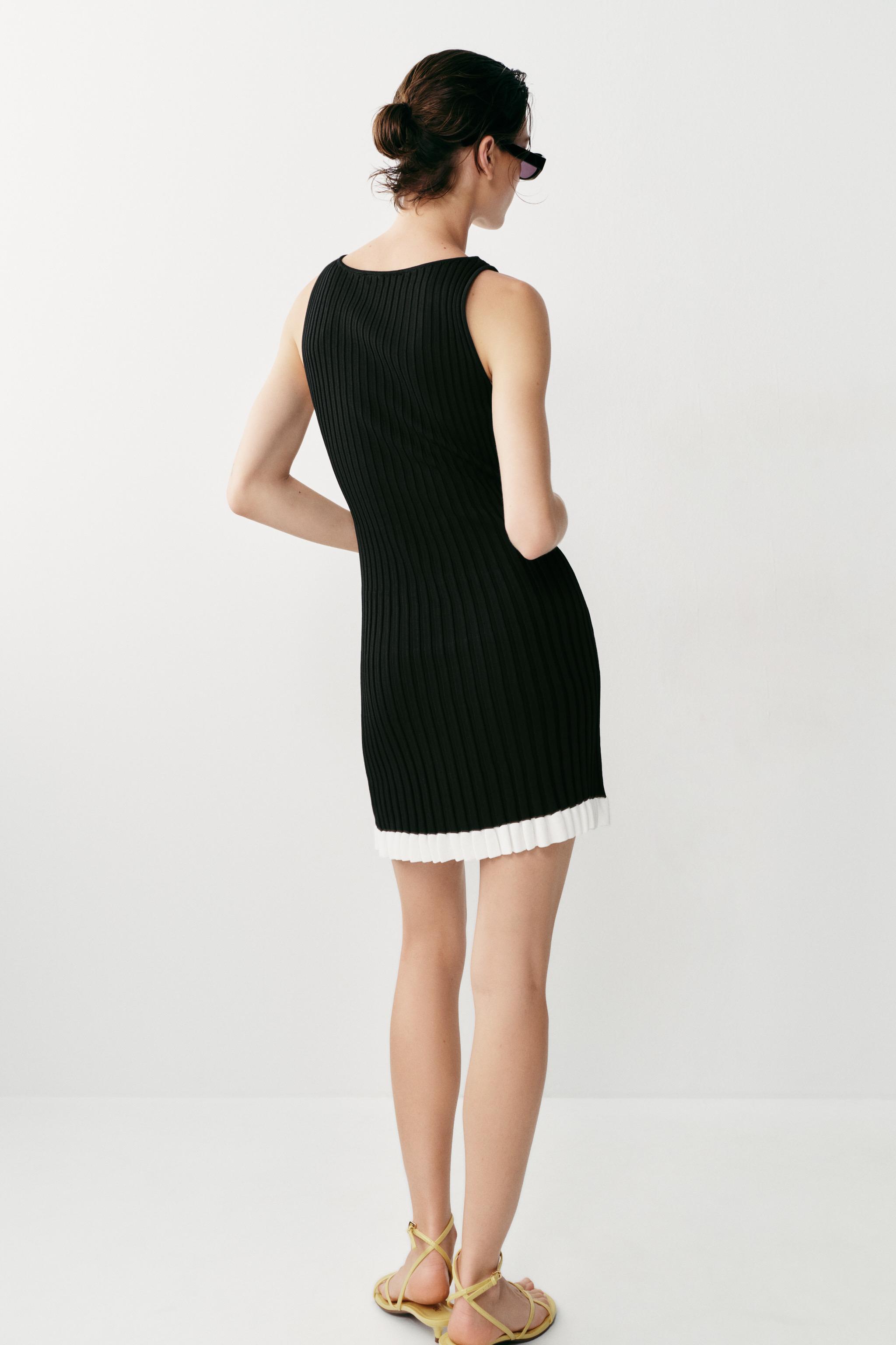 Zara SHORT RIBBED KNIT DRESS — фото 5