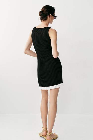 ROBE COURTE EN MAILLE CÔTELÉE - Noir de Zara - Image 4