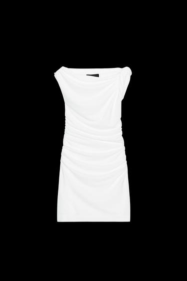 VESTIDO CORTO ASIMÉTRICO - Blanco de Zara - Imagen 0
