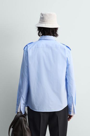 SHIRT WITH SHOULDER TABS - Faded sky blue by Zara - Image 2
