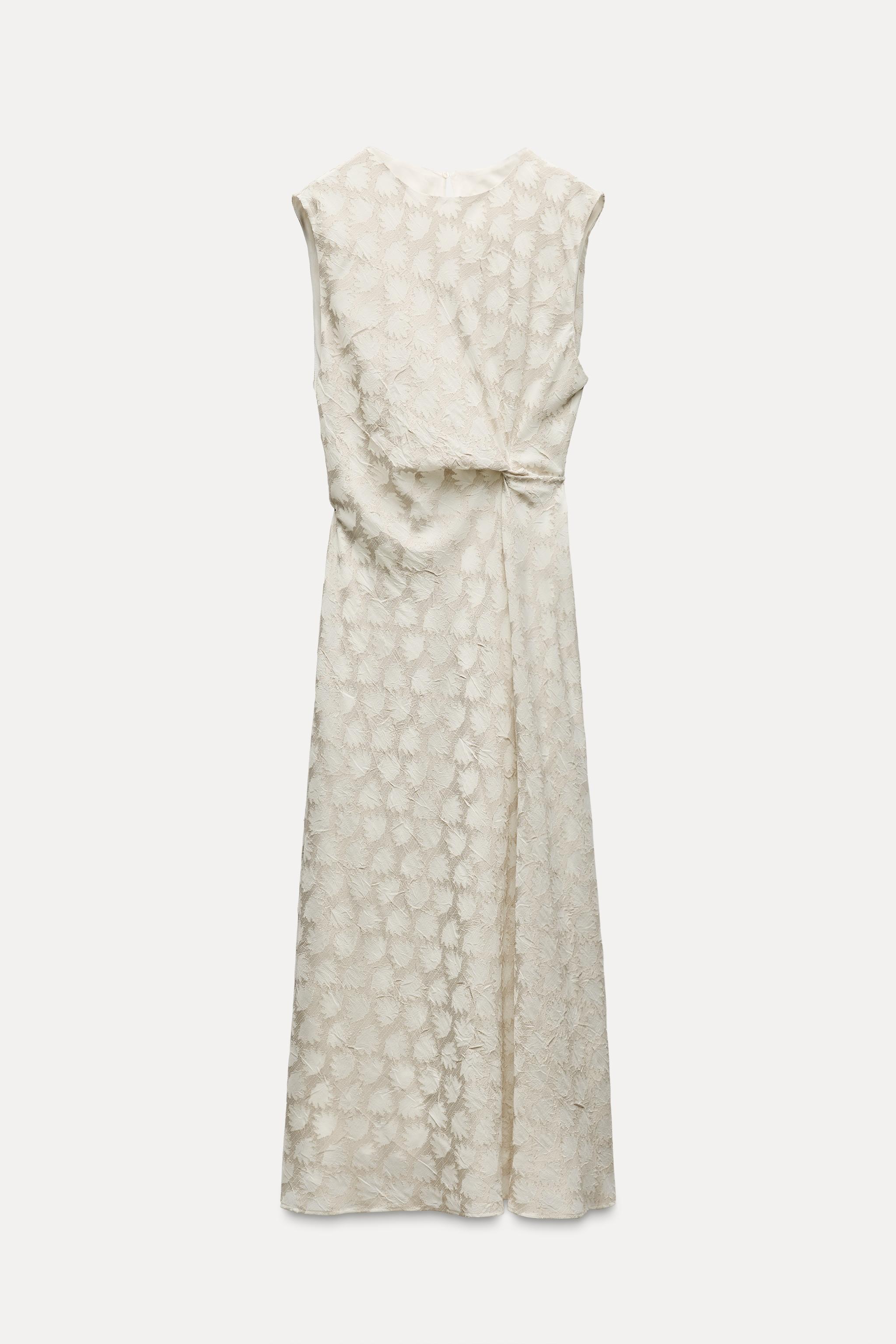 【ZARA】SATIN LACE MIDI DRESS Oyster-white | 1377/927/251 SATIN LACE MIDI DRESS - Oyster-white | ZARA United States