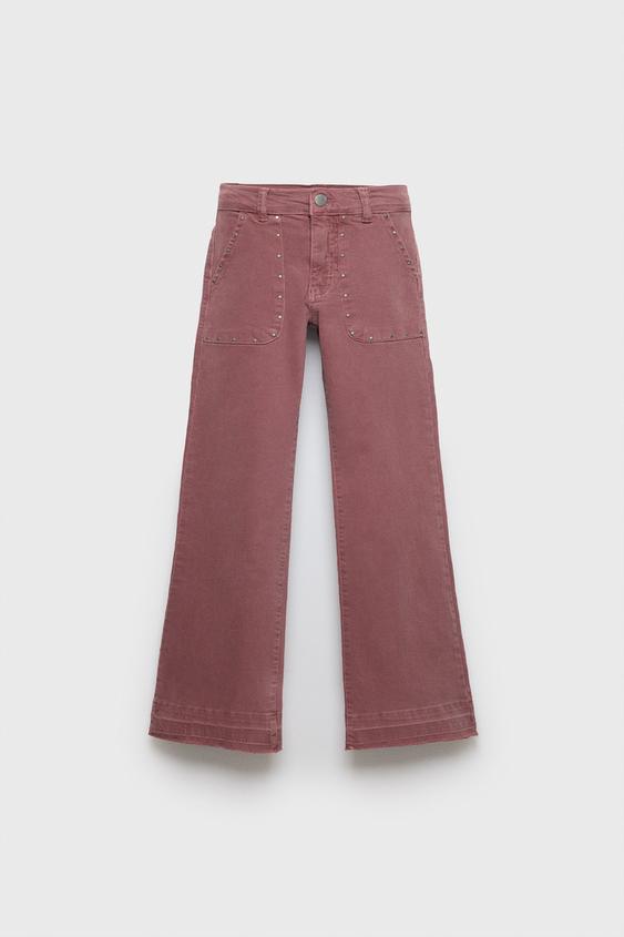 Z3D STUDDED BELL BOTTOM JEANS Fuchsia ZARA Ireland