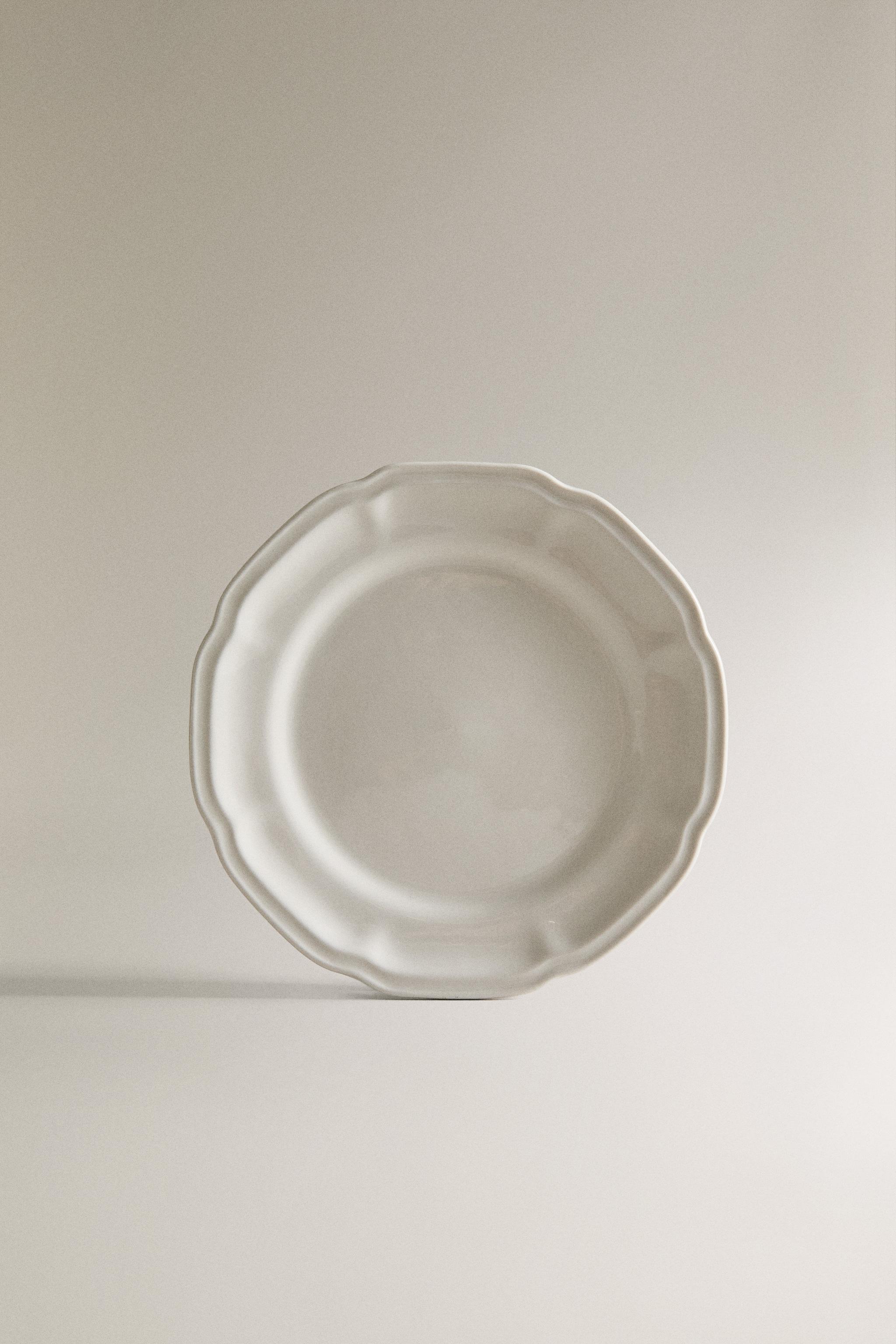 ASSIETTE DESSERT PORCELAINE RELIEF