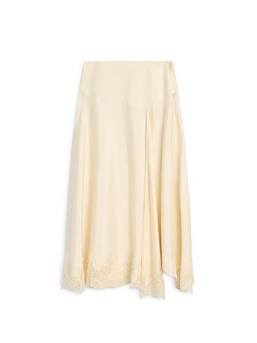 Zara Asymmetric skirt with lace-trimmed detail - Yellow