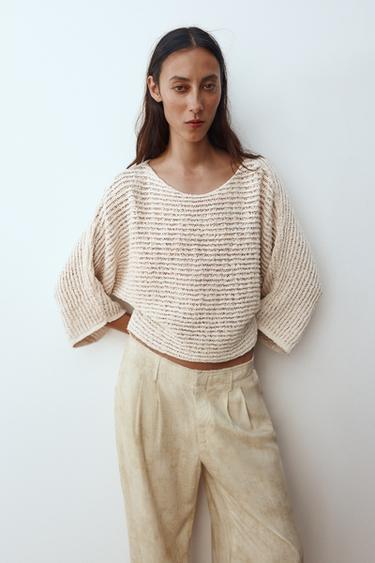 KNIT BOAT NECK JUMPER - Ecru by Zara - Image 0