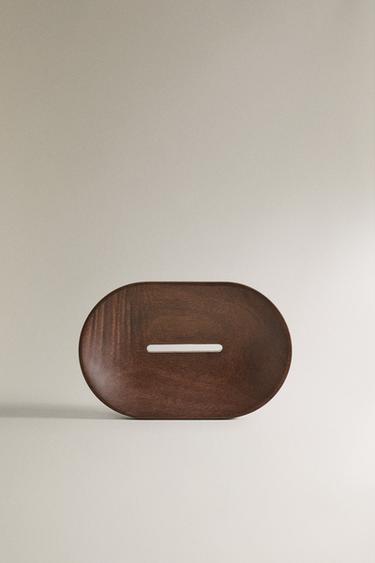 WOODEN BATHROOM SOAP DISH - Light beige by Zara
