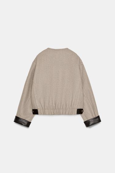 BLOUSON BOMBER FINITIONS MATIÈRE SYNTHÉTIQUE - Sable de Zara - Image 9