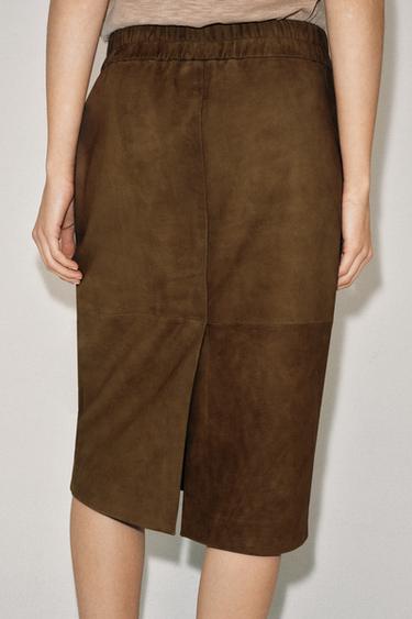 ZW COLLECTION LIMITED EDITION SUEDE LEATHER SKIRT - Toffee by Zara - Image 2