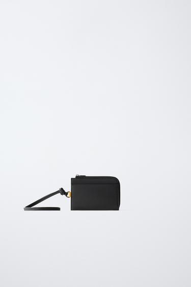 RUBBERISED LANYARD WALLET - Black by Zara