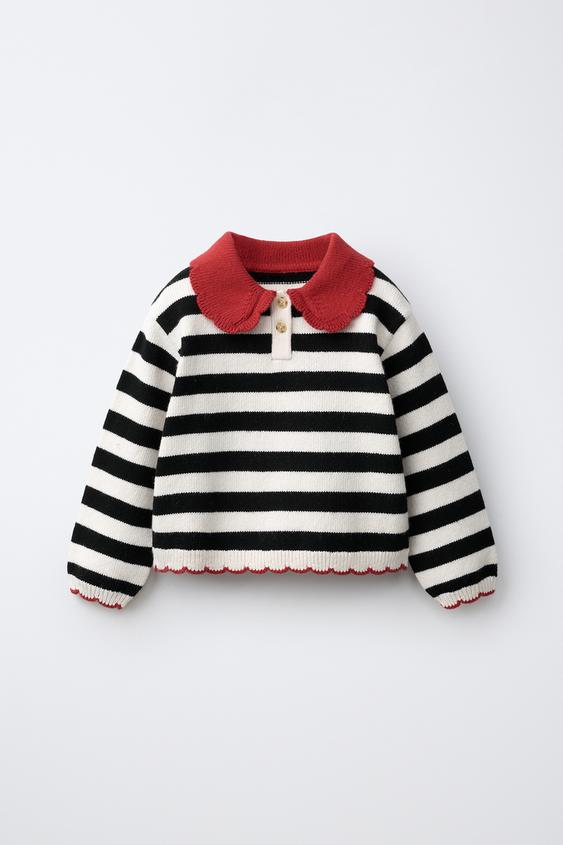POLO PUNTO RAYAS - Crudo / Negro de Zara - Imagen 0
