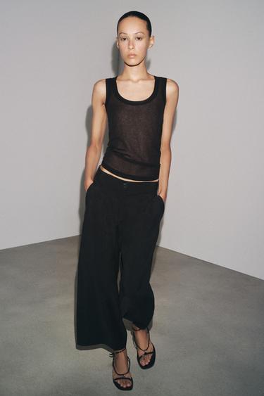 Zara EXTRAFINE KNIT TOP - Black