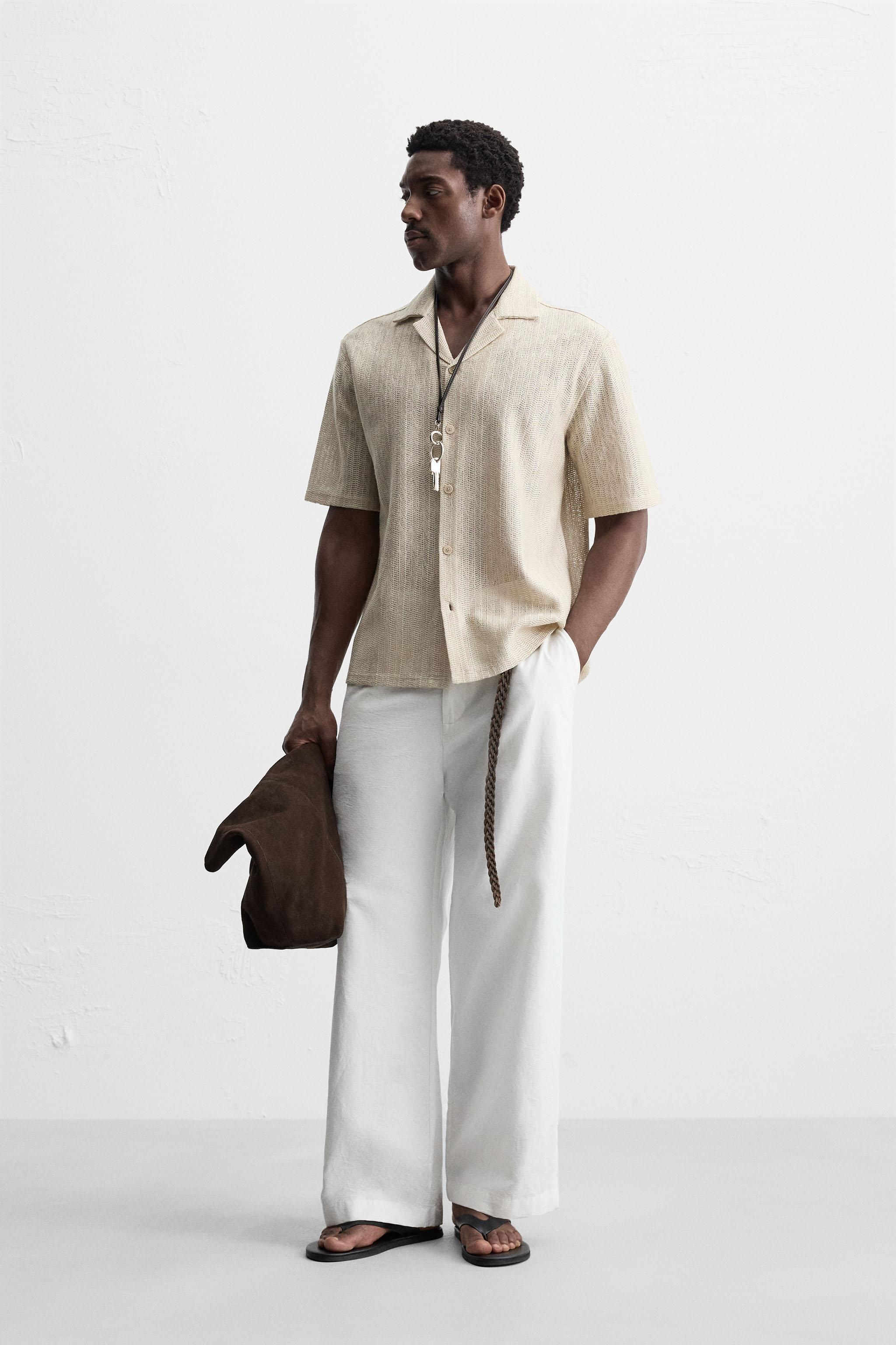 OPEN WEAVE HERRINGBONE SHIRT